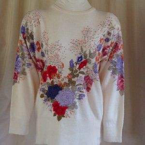 CP Collection Floral Embroidered Sweater